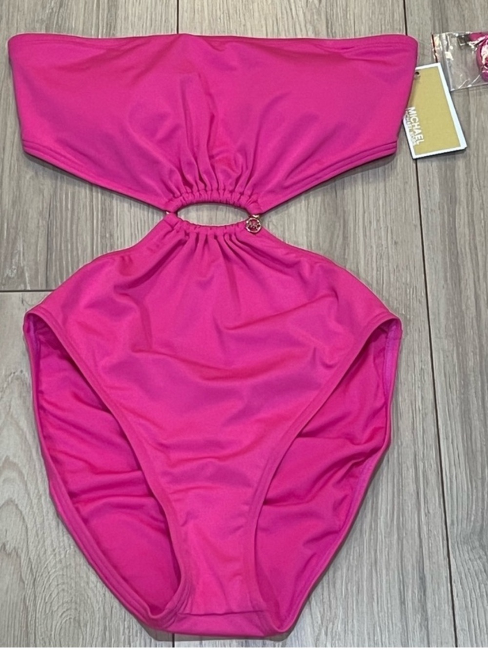 New MICHAEL Michael Kors Hot Pink Cutout One-Piece Swimsuit